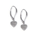 Lovely Pave Crystal Heart Earring w/ Lever Back